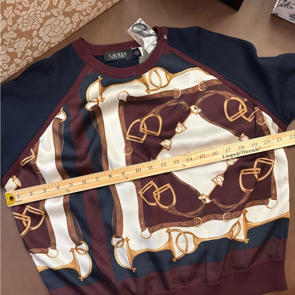 Lauren Ralph Lauren Equestrian-Print Long-Sleeve Sweater in Lauren Navy Multi - Picture 9 of 14